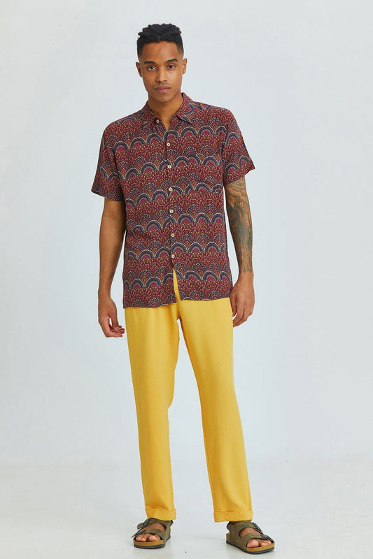 Printed Short Sleeve Men's Shirt Purple