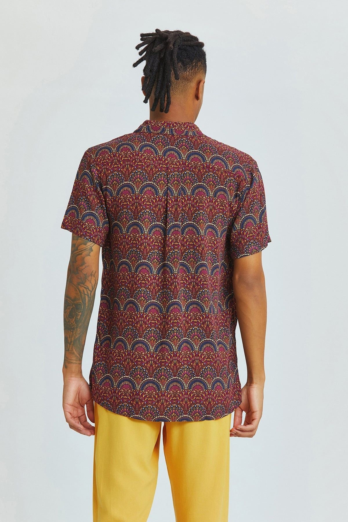 Printed Short Sleeve Men's Shirt Purple