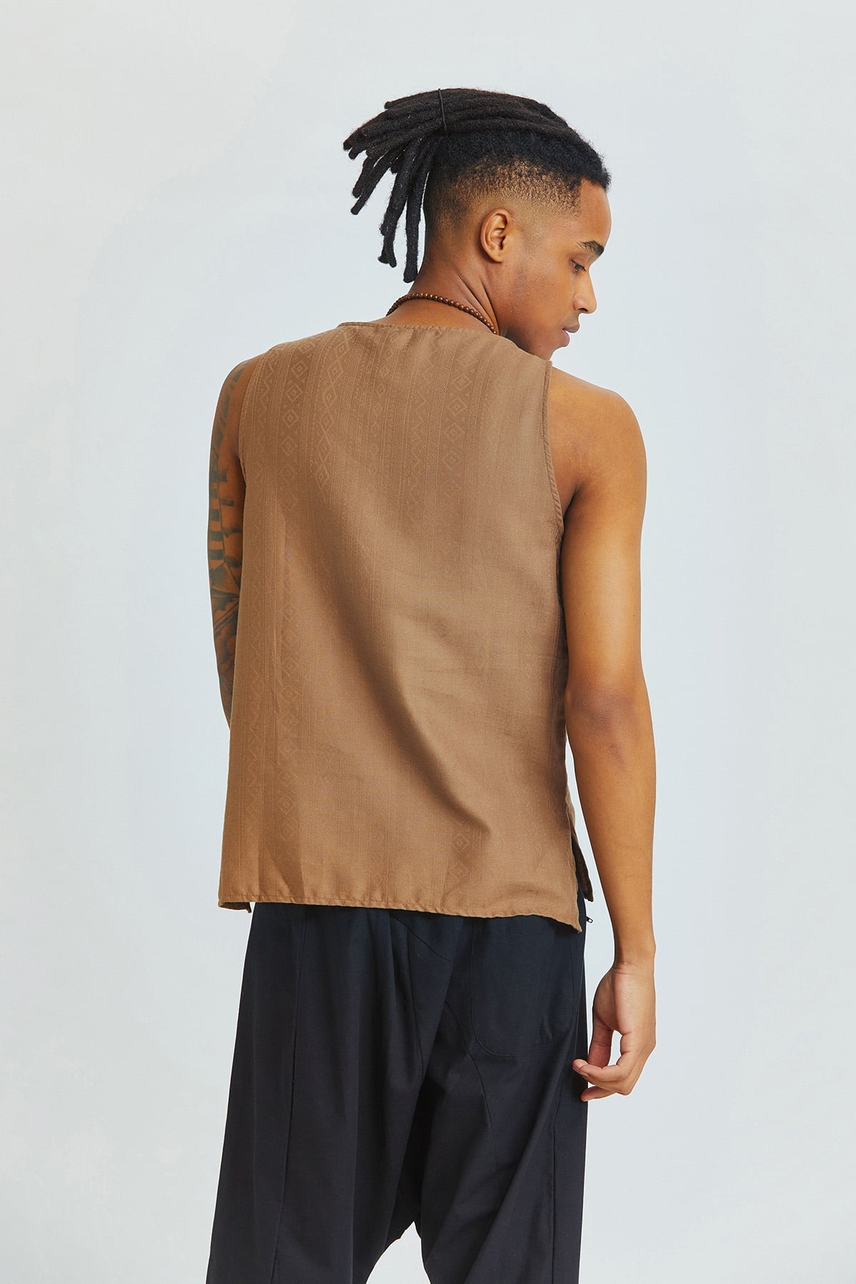 Men's Tank Top with Pocket Brown