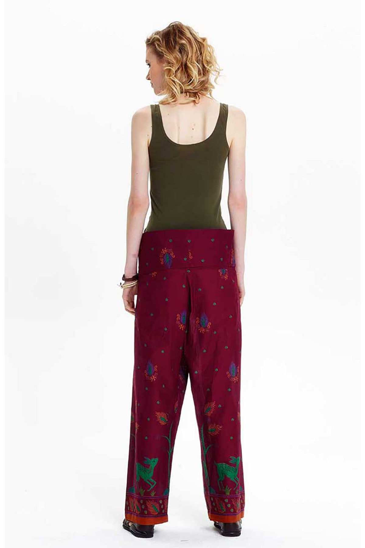 Unisex Floral Purple Thai Fisherman Pants
