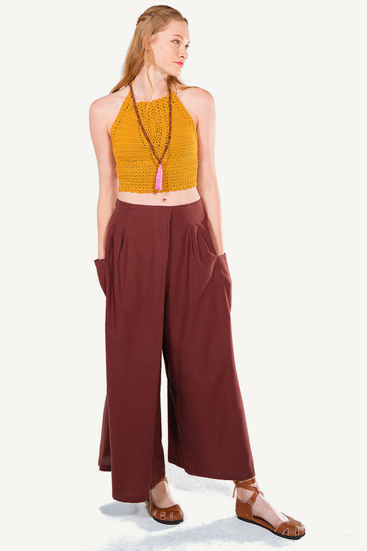 Brown Wide Leg Authentic Trousers