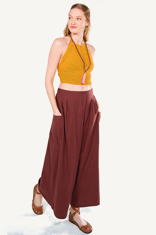 Brown Wide Leg Authentic Trousers