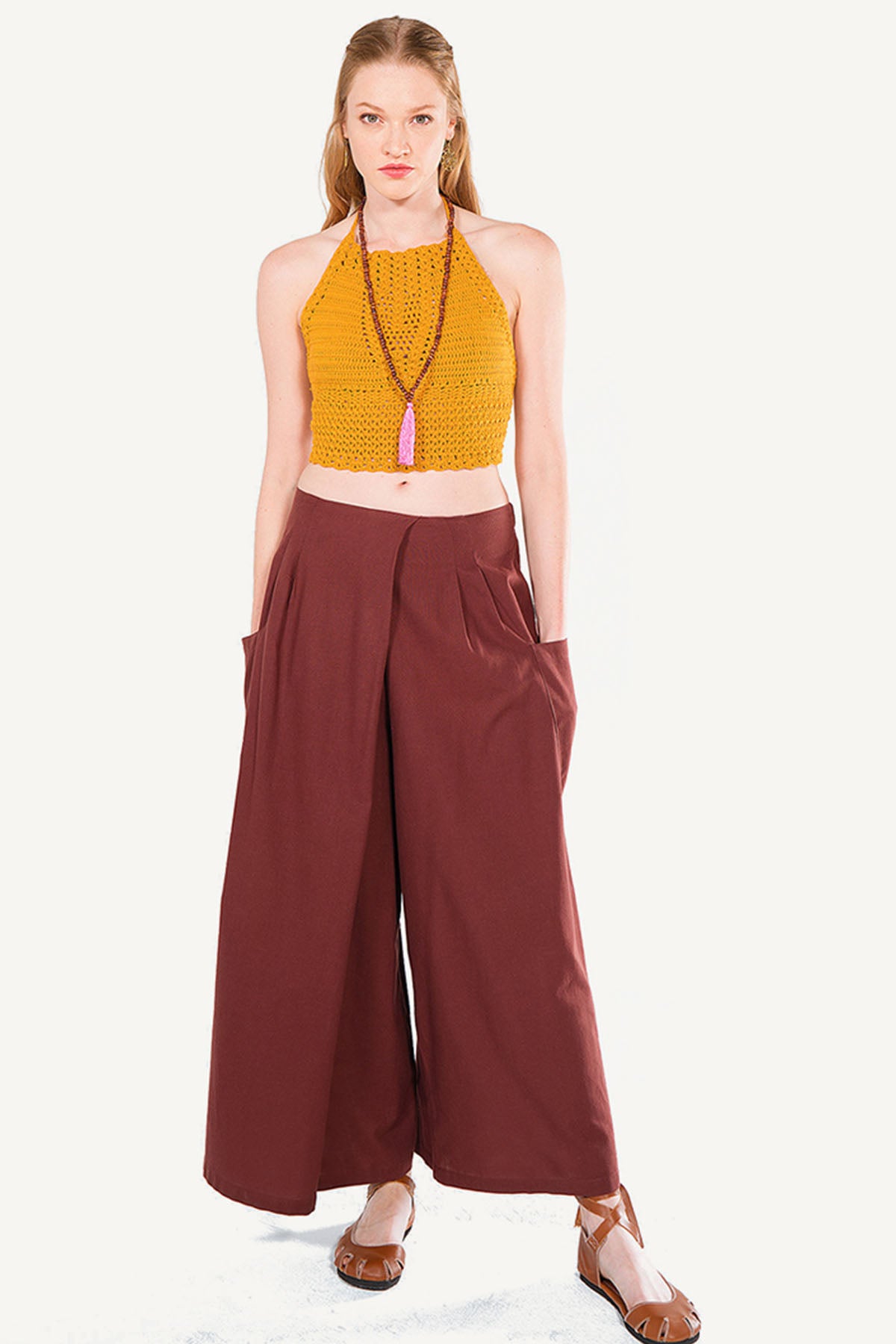 Brown Wide Leg Authentic Trousers