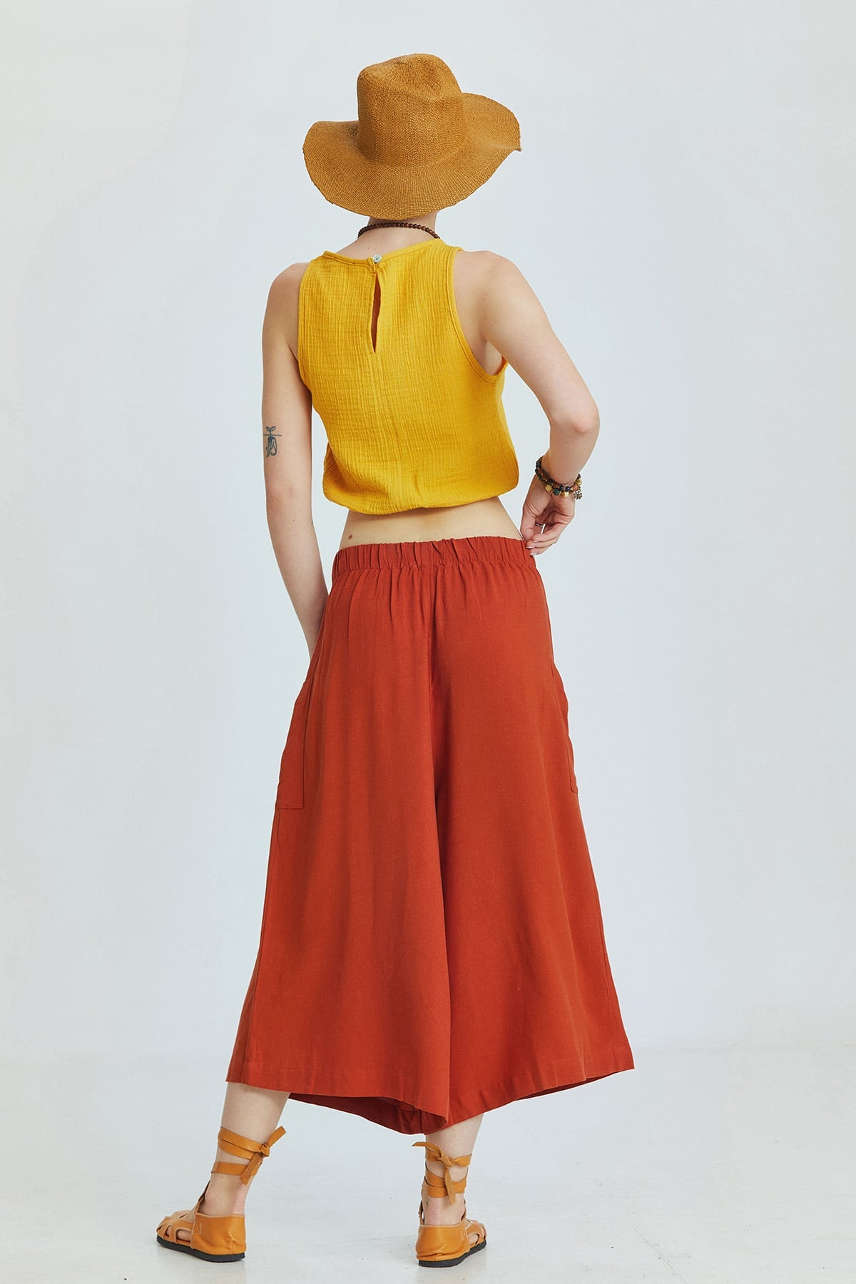 Three Quarter Skirt Pants Burnt Orange