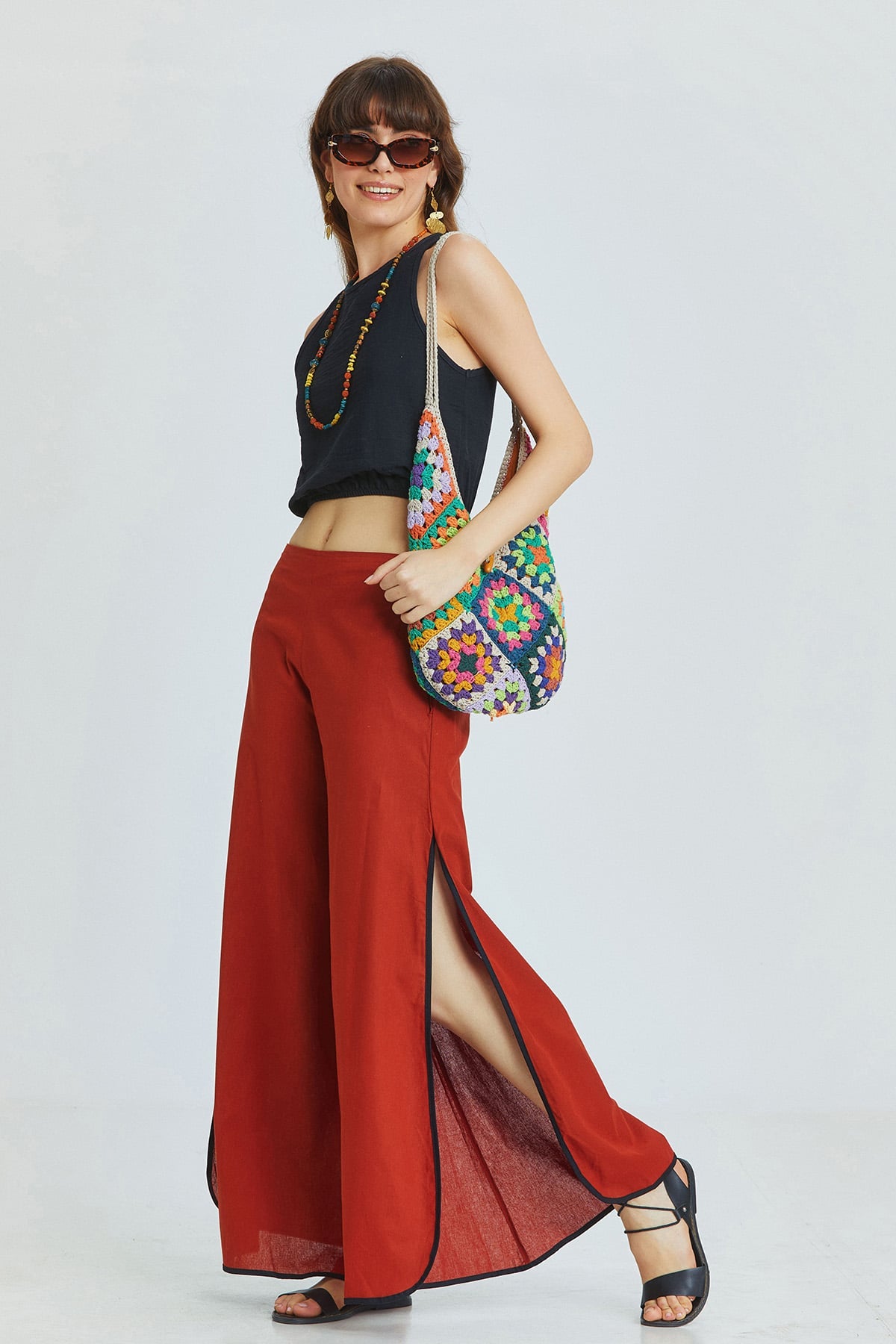 Women's Boho Hippie Palazzo Pants Orange