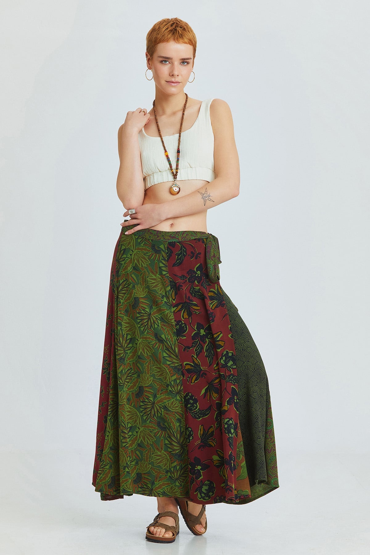 Maxi Wrap Skirt Green