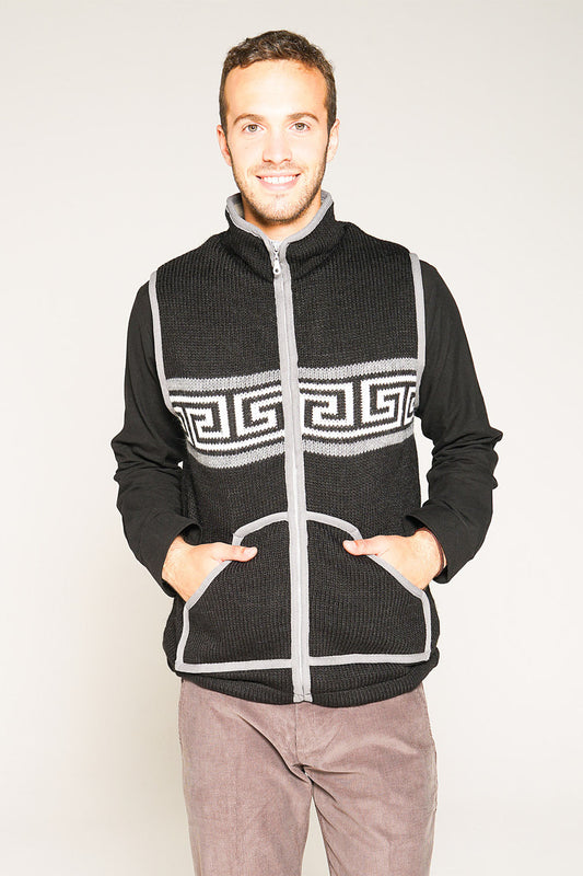 Black Hand-Knitted Vest