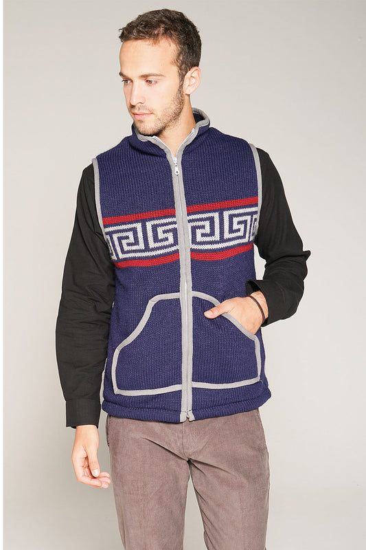 Dark Blue Hand-Knitted Vest