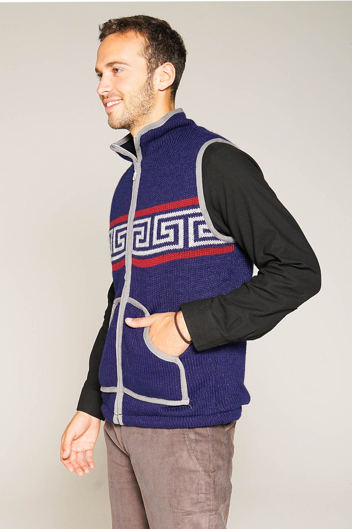 Dark Blue Hand-Knitted Vest