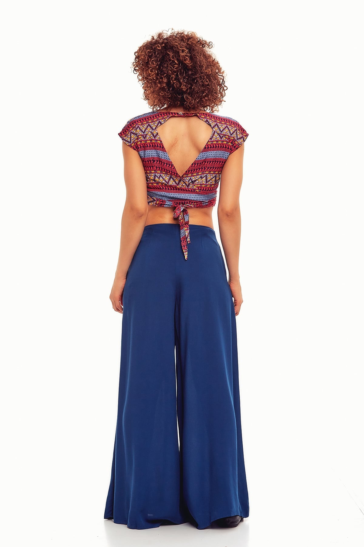 Pleated Boho Pants Blue