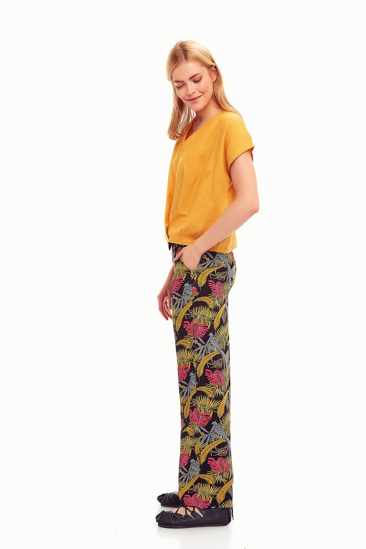 Tropical Print Palazzo Pants
