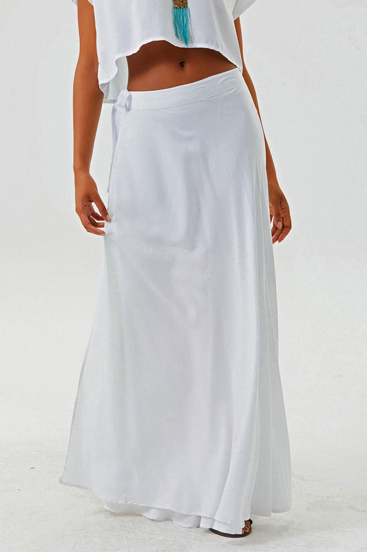 Plain Bohemian Wrapped Skirt White
