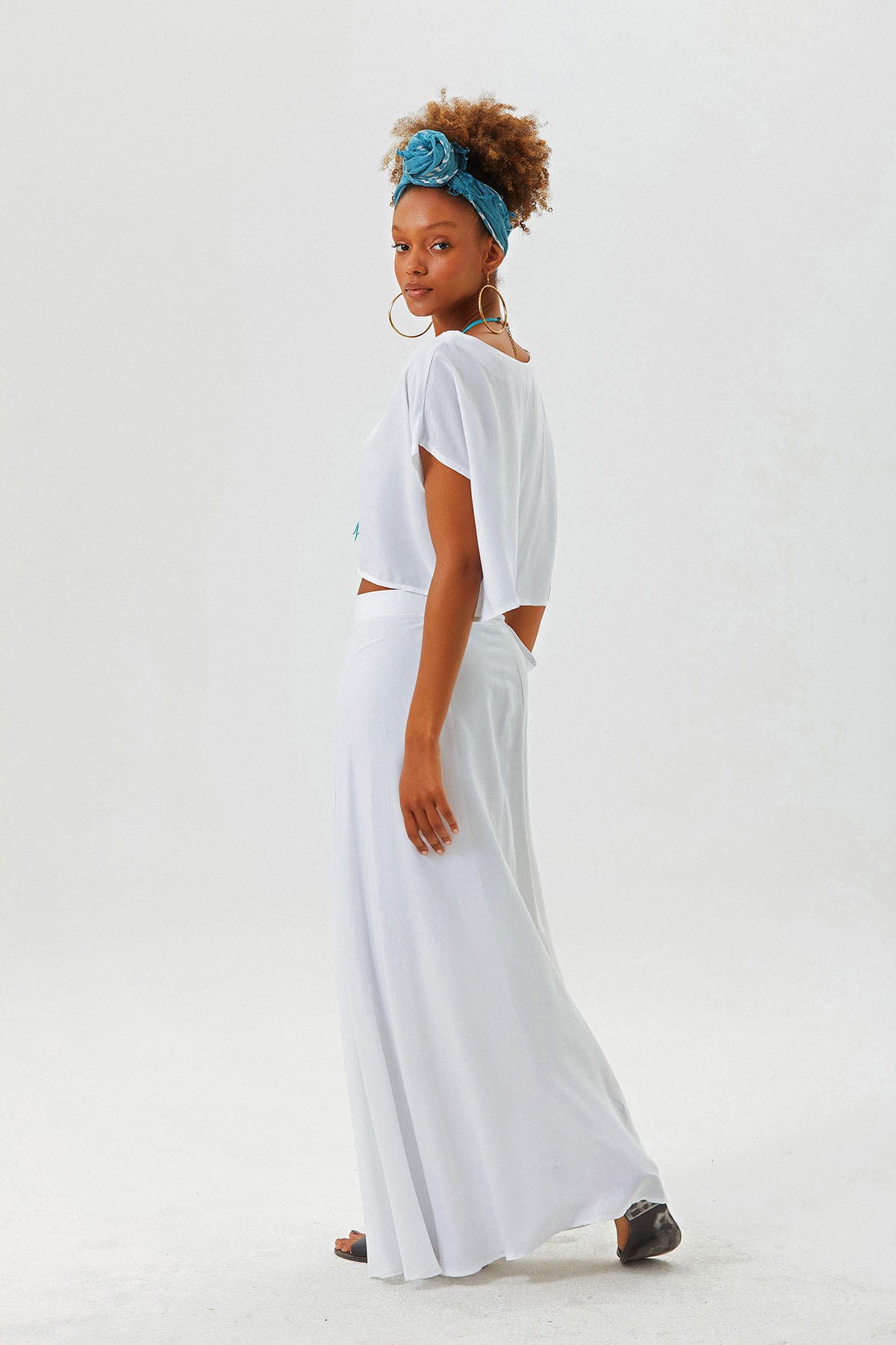 Plain Bohemian Wrapped Skirt White