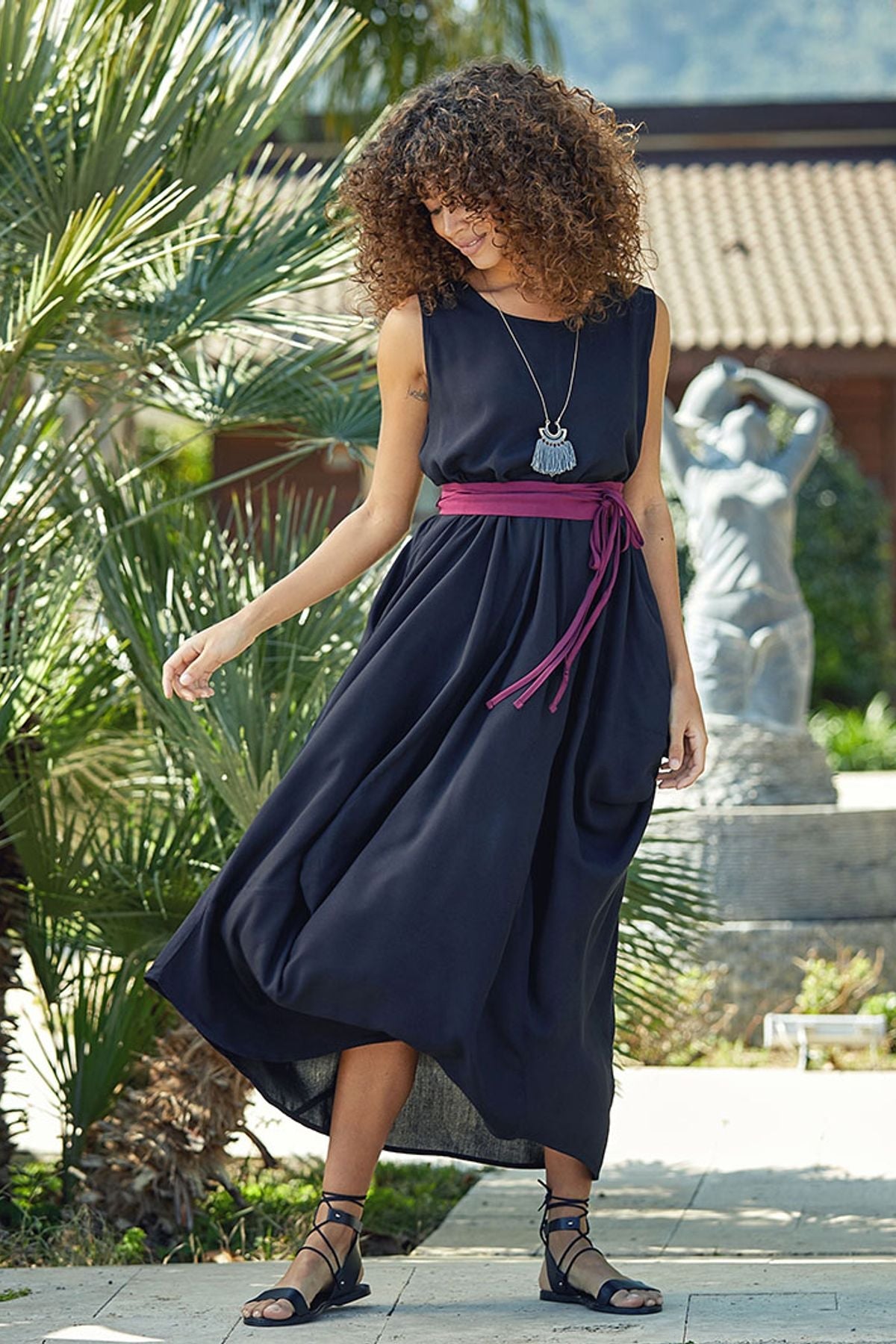 Bohemian Style Asymmetric Dress Black