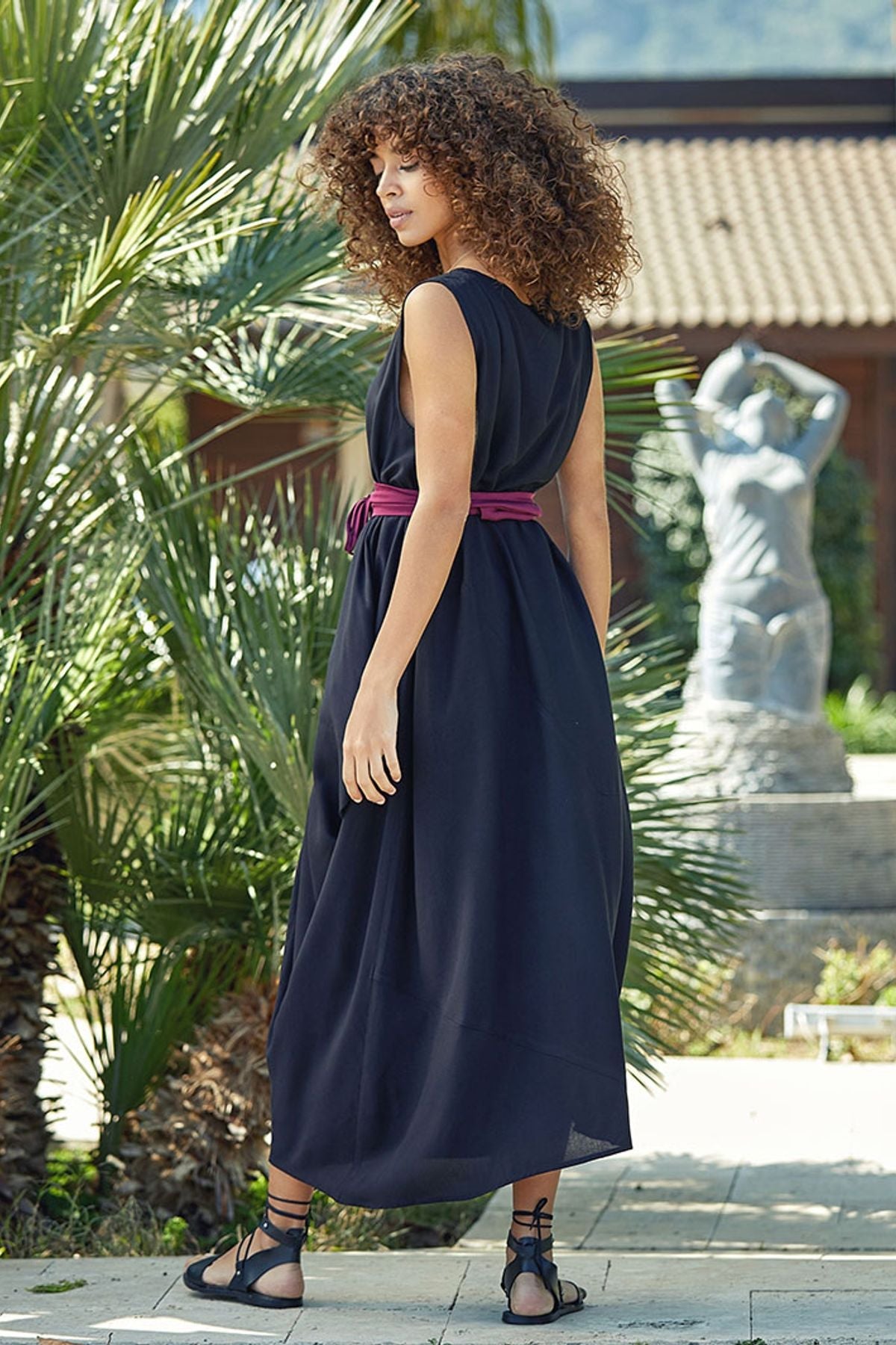 Bohemian Style Asymmetric Dress Black
