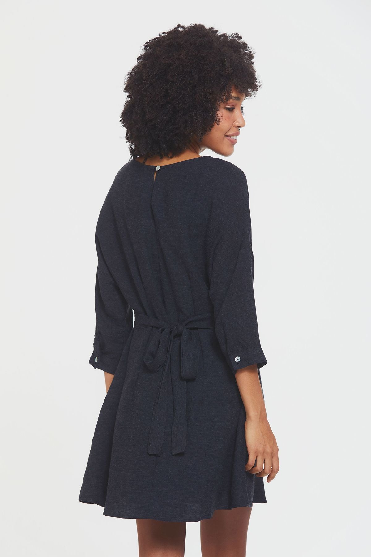 Boat Neck Boho Winter Dress Black