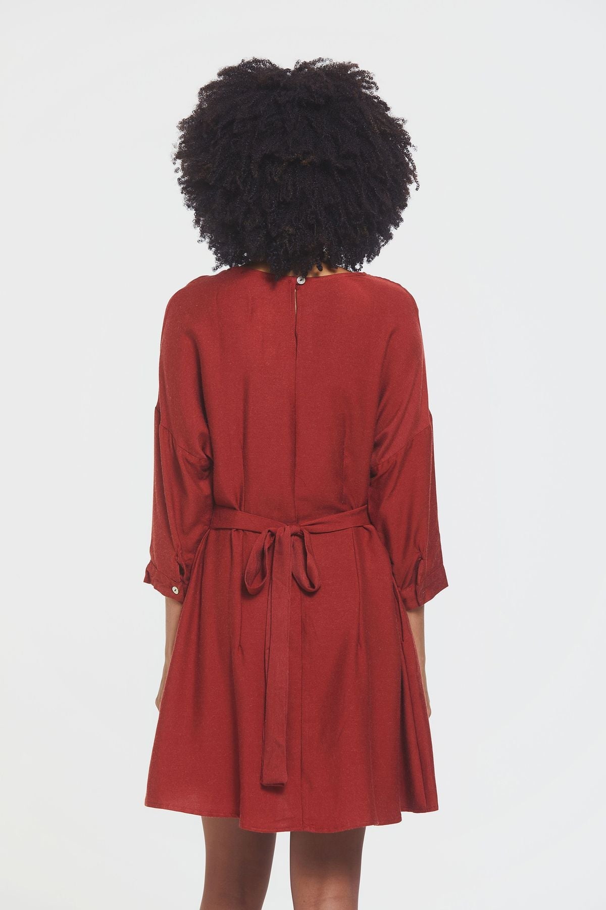 Boat Neck Boho Winter Dress Orange