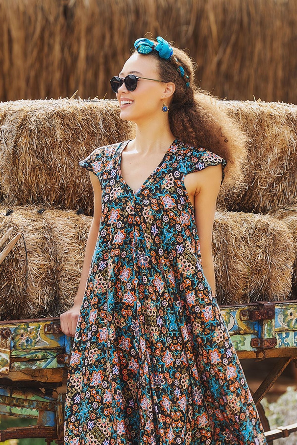 Short Front Long Back Printed Dress Black