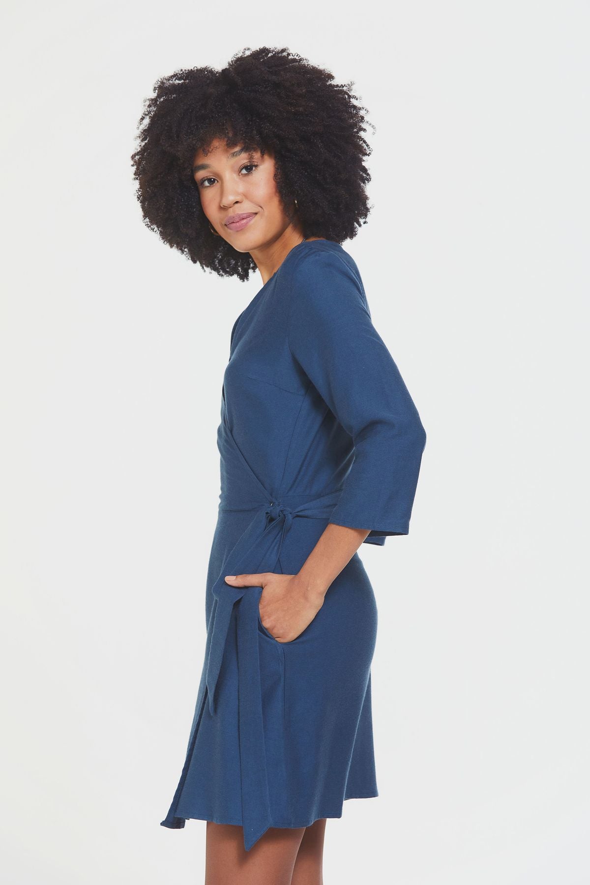 Short Wrap Dress Blue