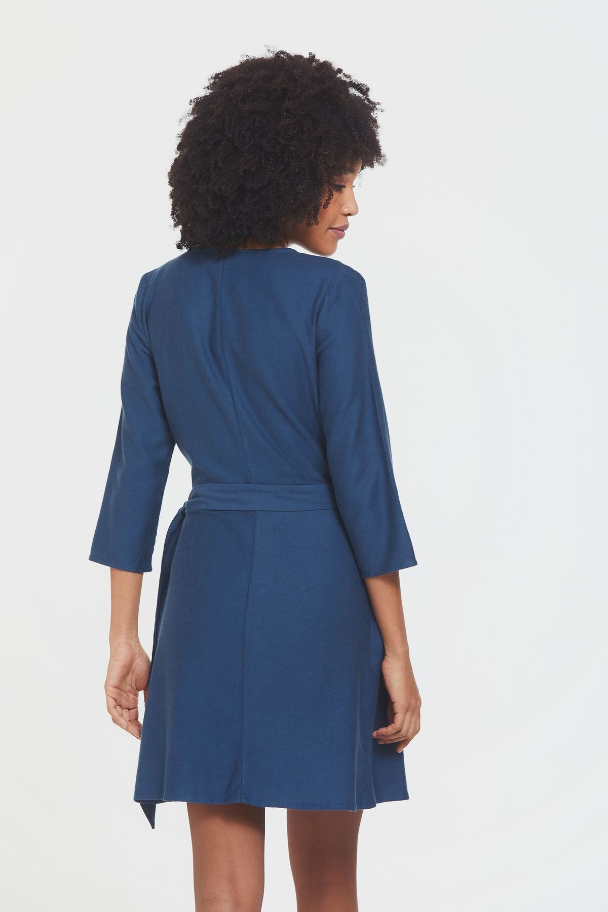 Short Wrap Dress Blue