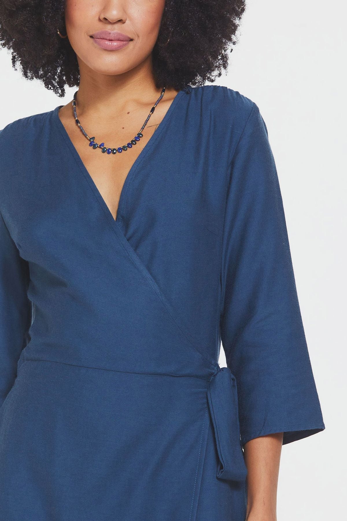 Short Wrap Dress Blue