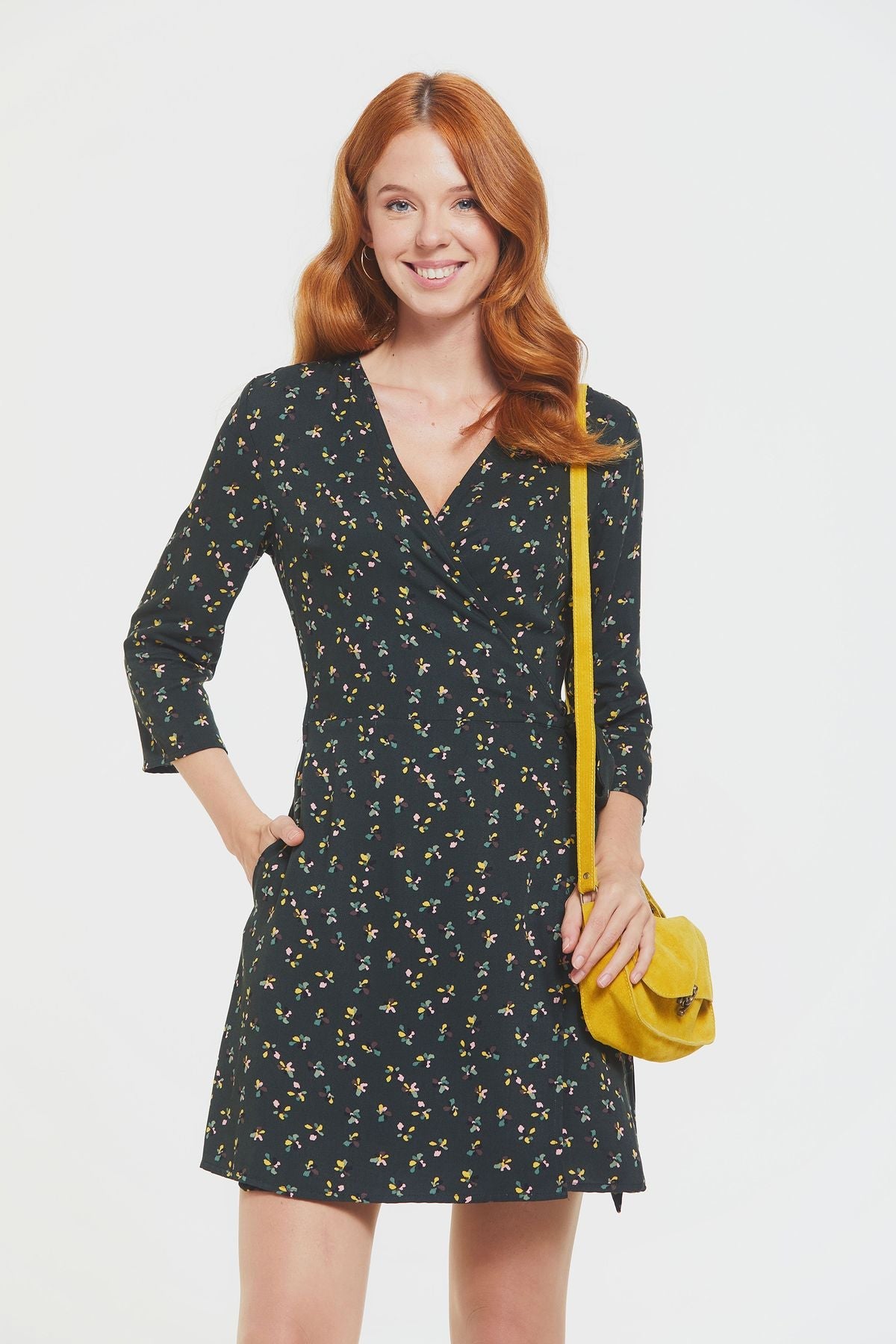 Short Wrap Dress Green