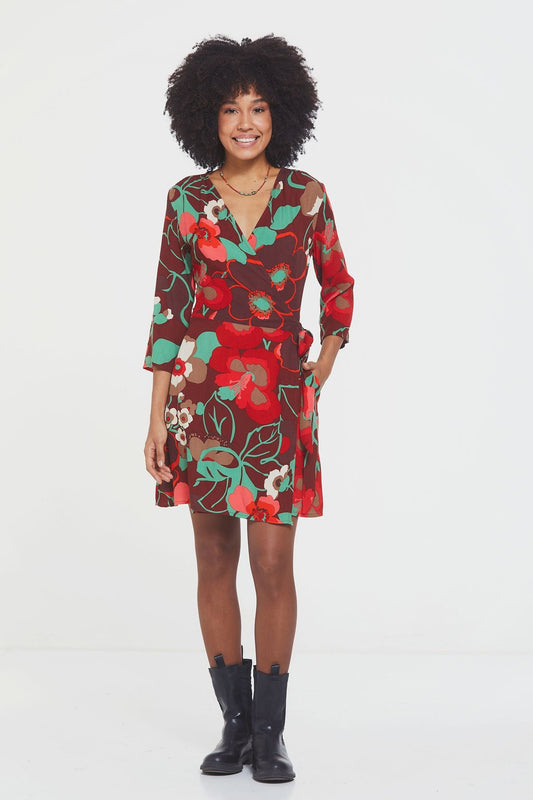 Short Wrap Dress Red