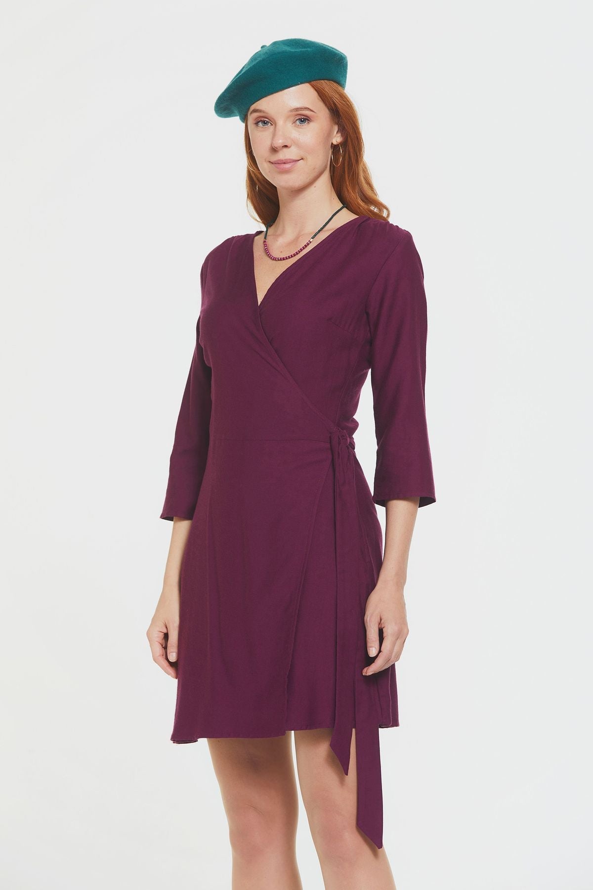 Short Wrap Dress Purple