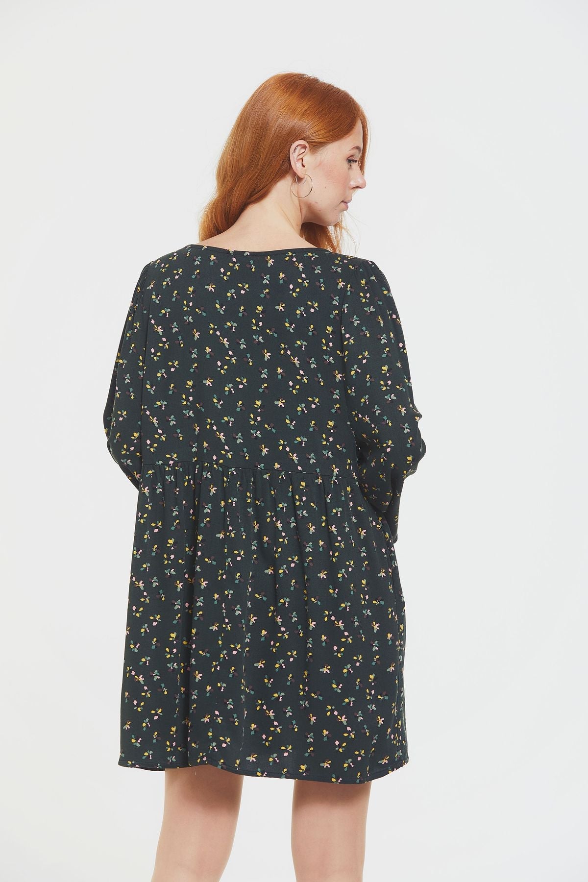 Long Sleeve Mini Fall Dress Green