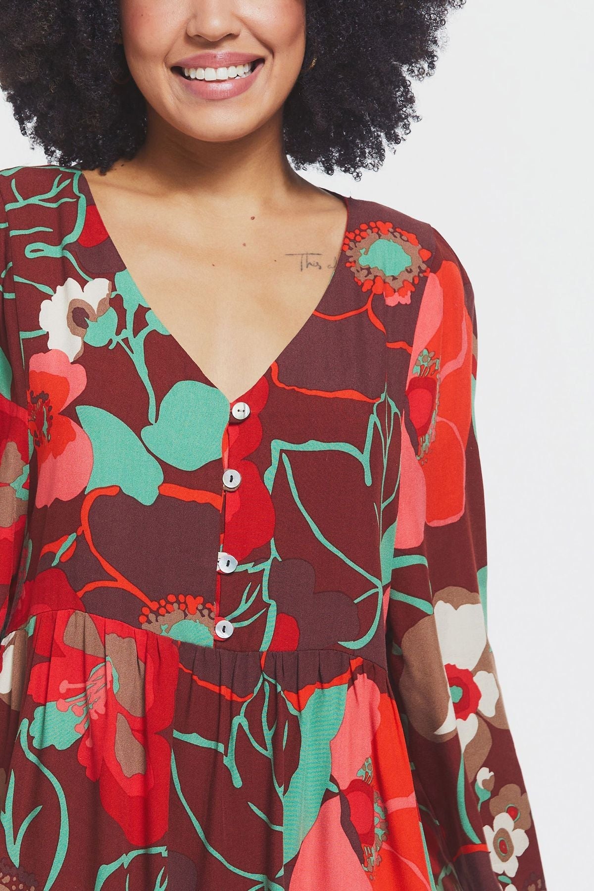 Long Sleeve Mini Fall Dress Red