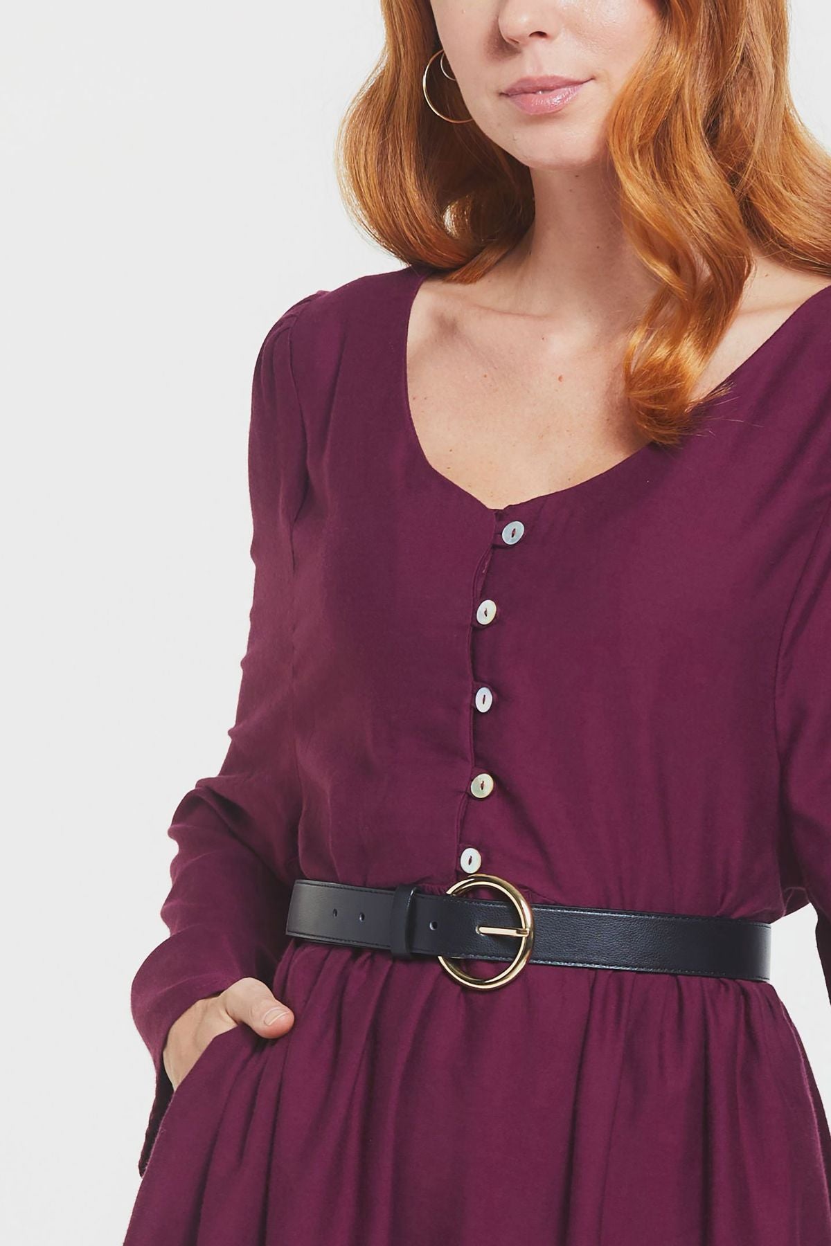 Long Sleeve Mini Fall Dress Purple