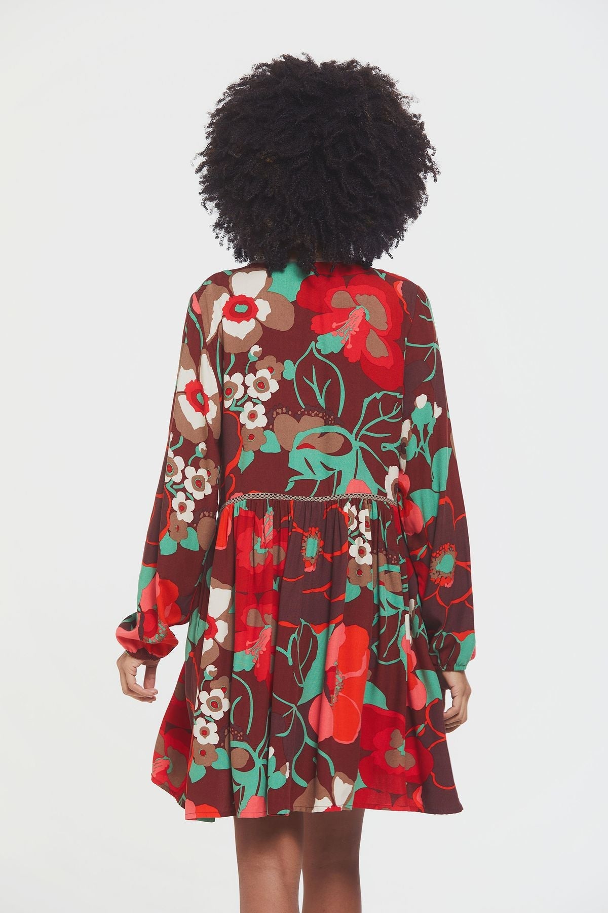 Long Sleeve Mini Lacey Fall Dress Red