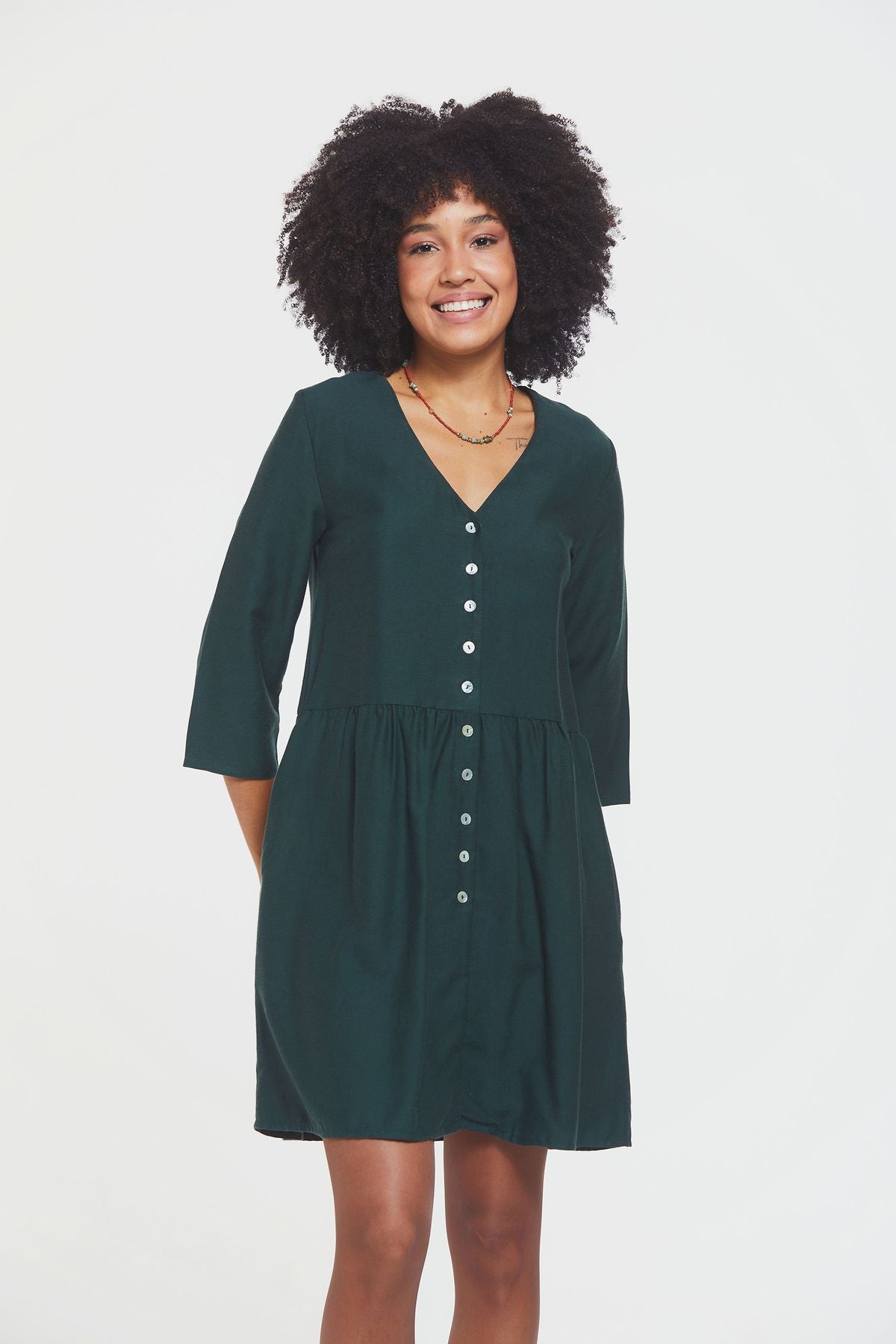 Mini Casual Boho Dress Green