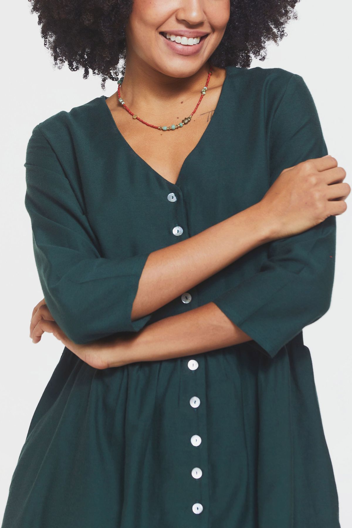 Mini Casual Boho Dress Green