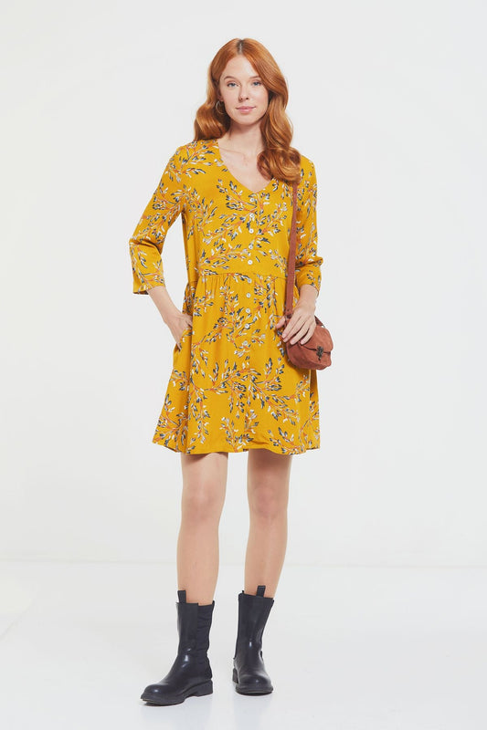 Mini Casual Boho Dress Yellow
