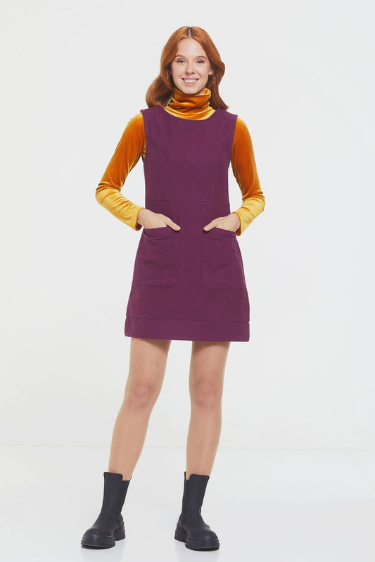 Short Cotton Sleeveless Dress Purple