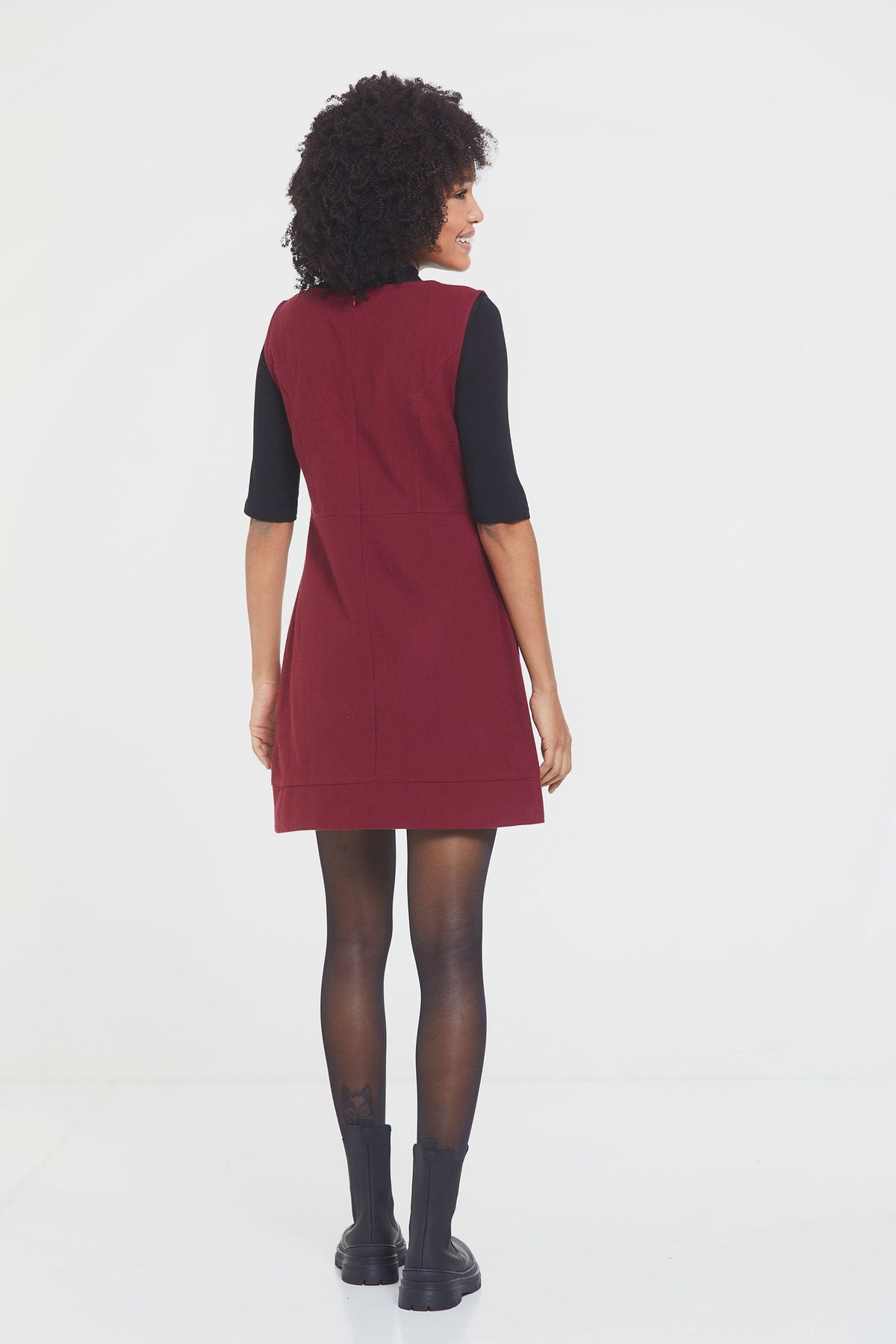 Short Cotton Sleeveless Dress Dark Red