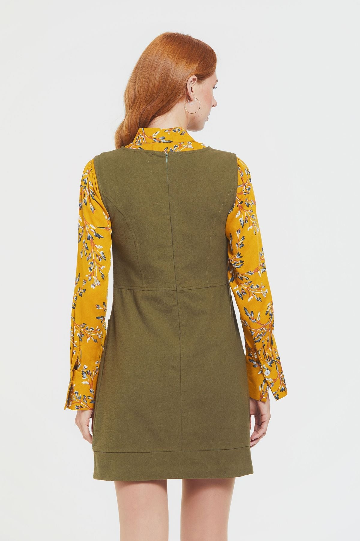 Short Cotton Sleeveless Dress Khaki