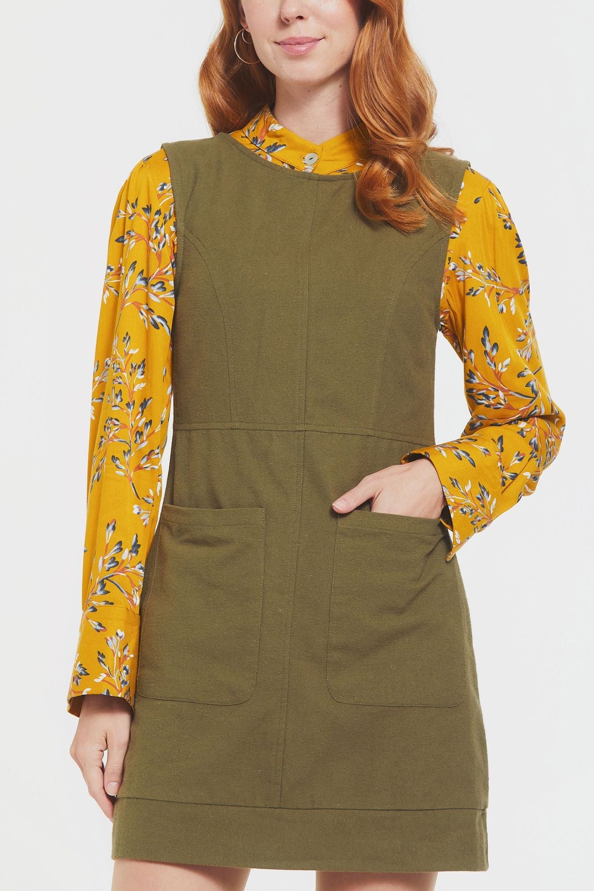 Short Cotton Sleeveless Dress Khaki