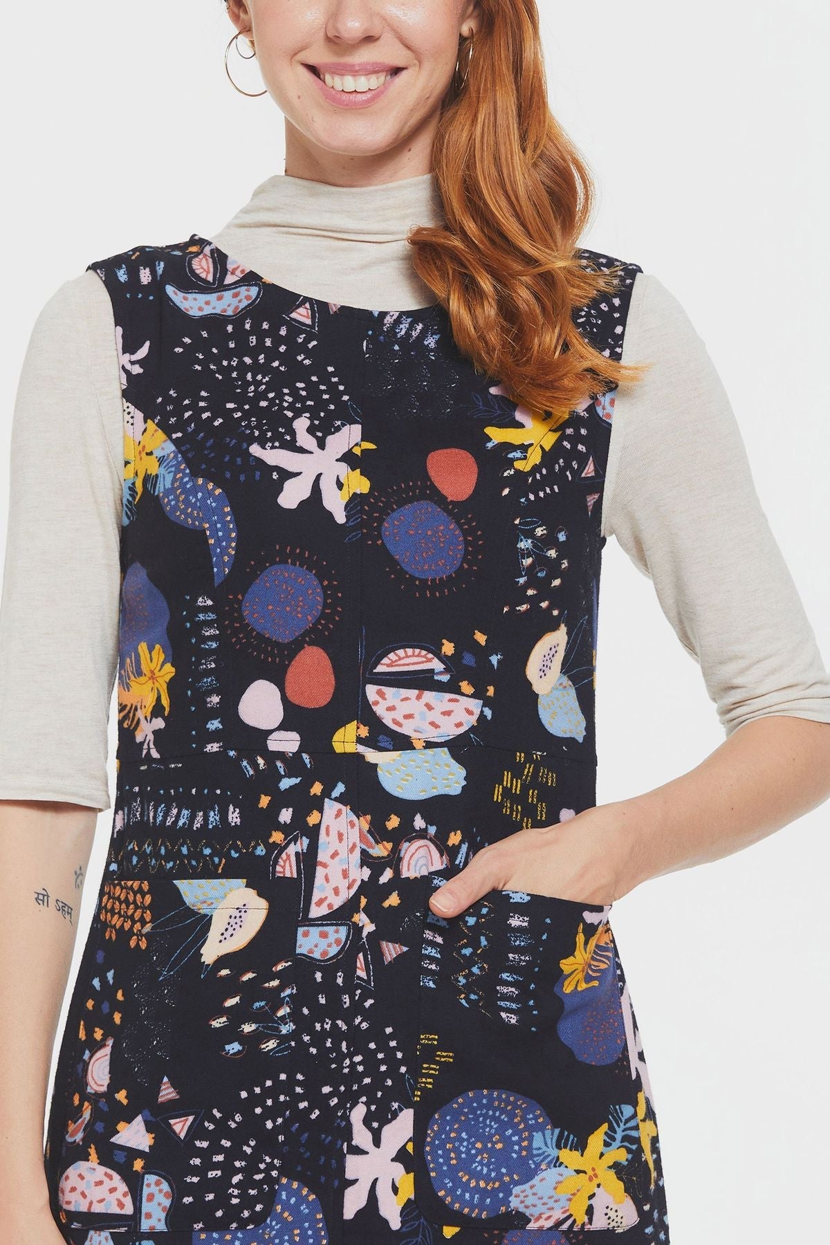 Short Cotton Sleeveless Dress Multi