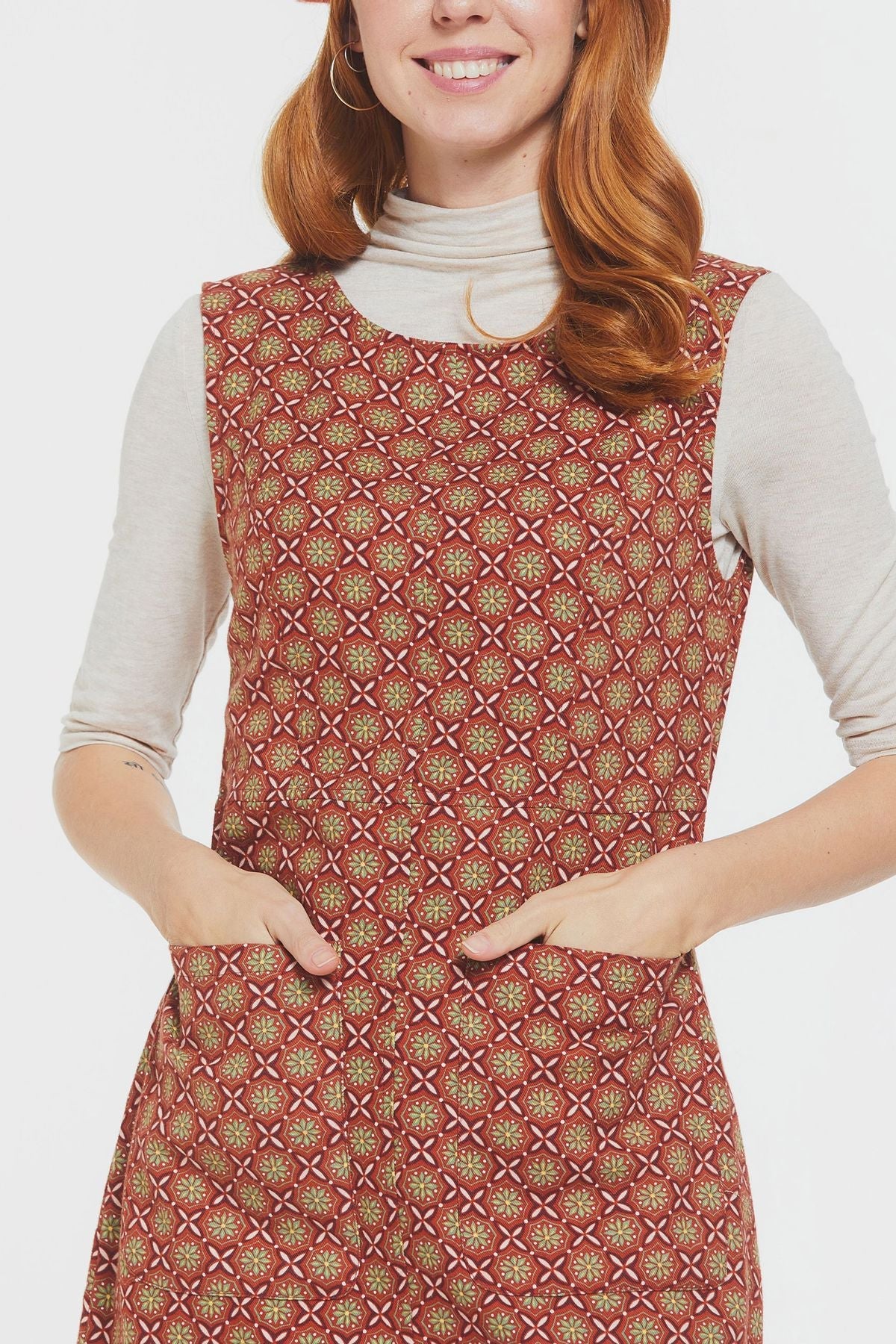 Short Cotton Sleeveless Dress Brown
