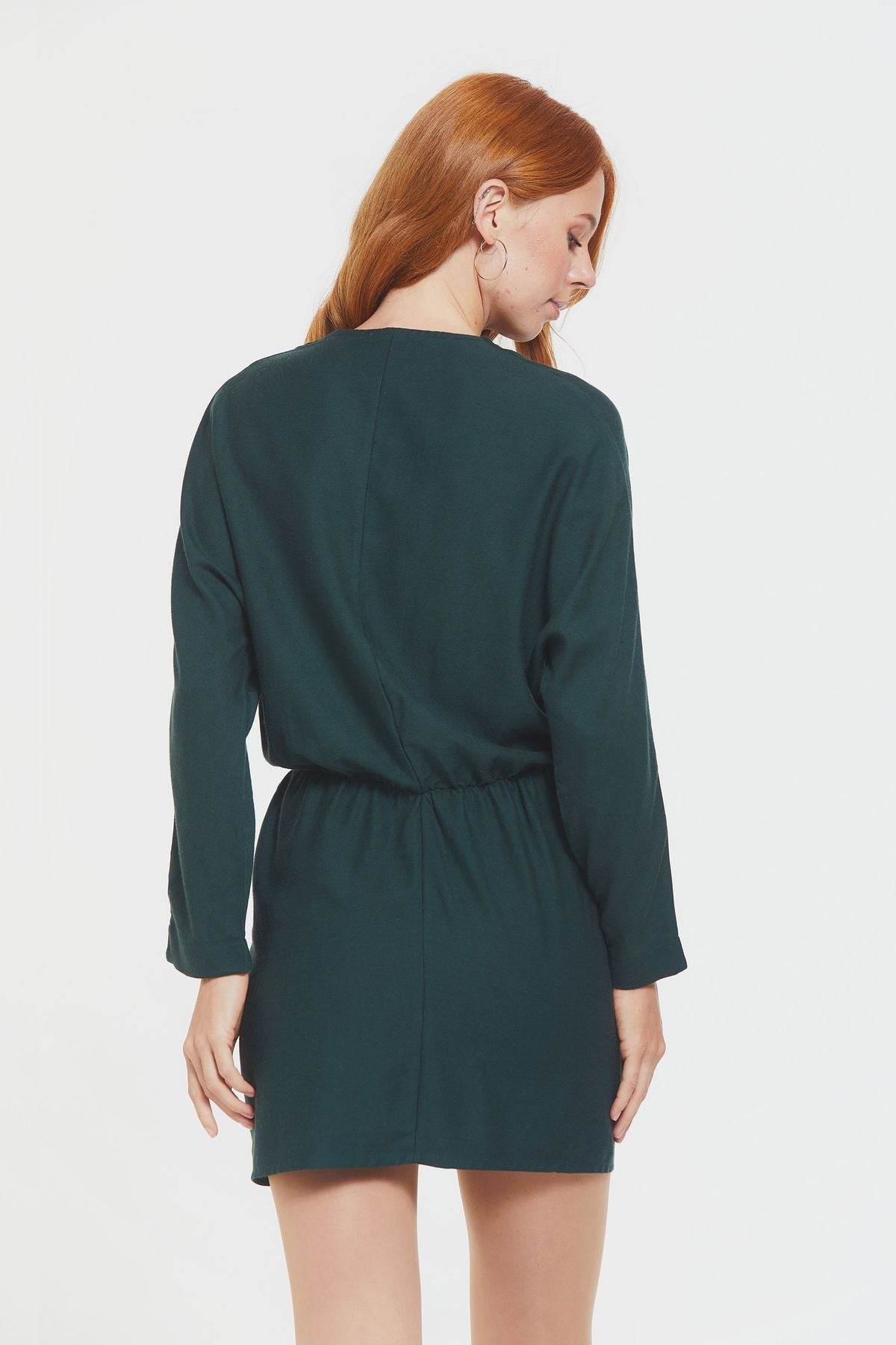 Short Boho Dress with Slit Green