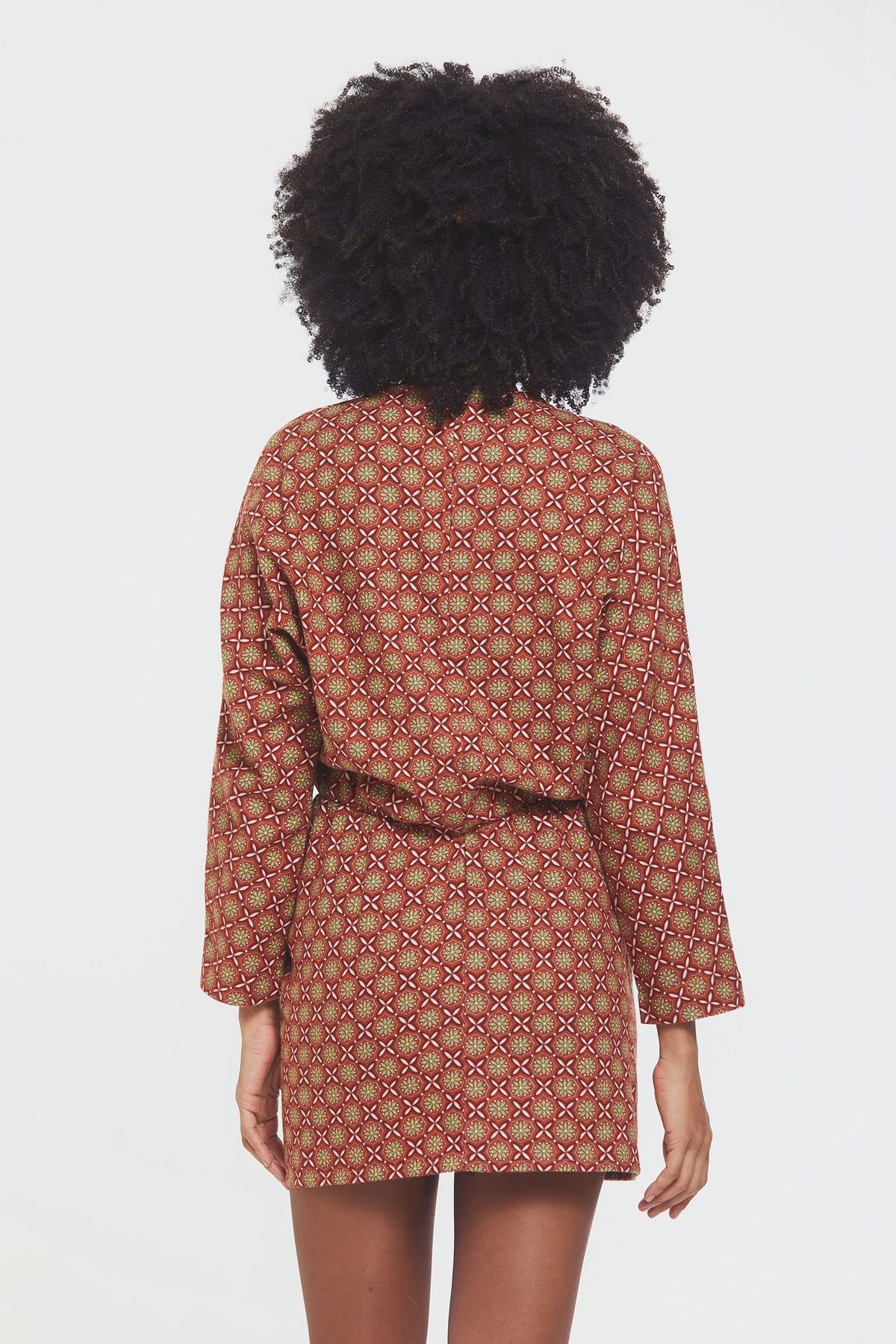 Short Boho Dress with Slit Brown