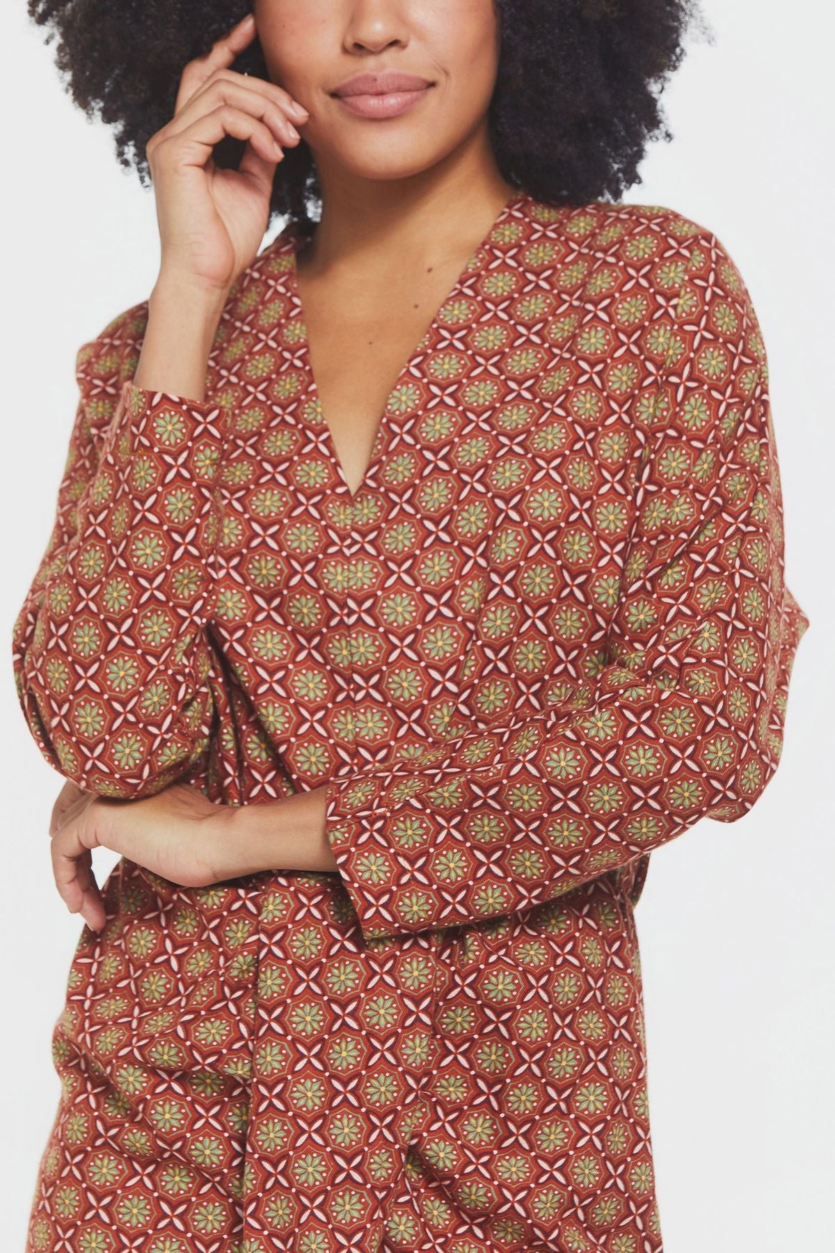 Short Boho Dress with Slit Brown