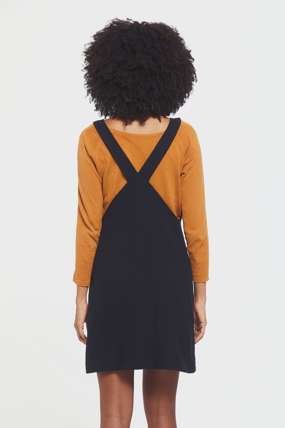 Short Gilet Dress with Buttons on Front Black