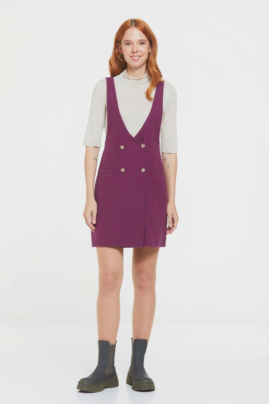 Short Gilet Dress with Buttons on Front Purple