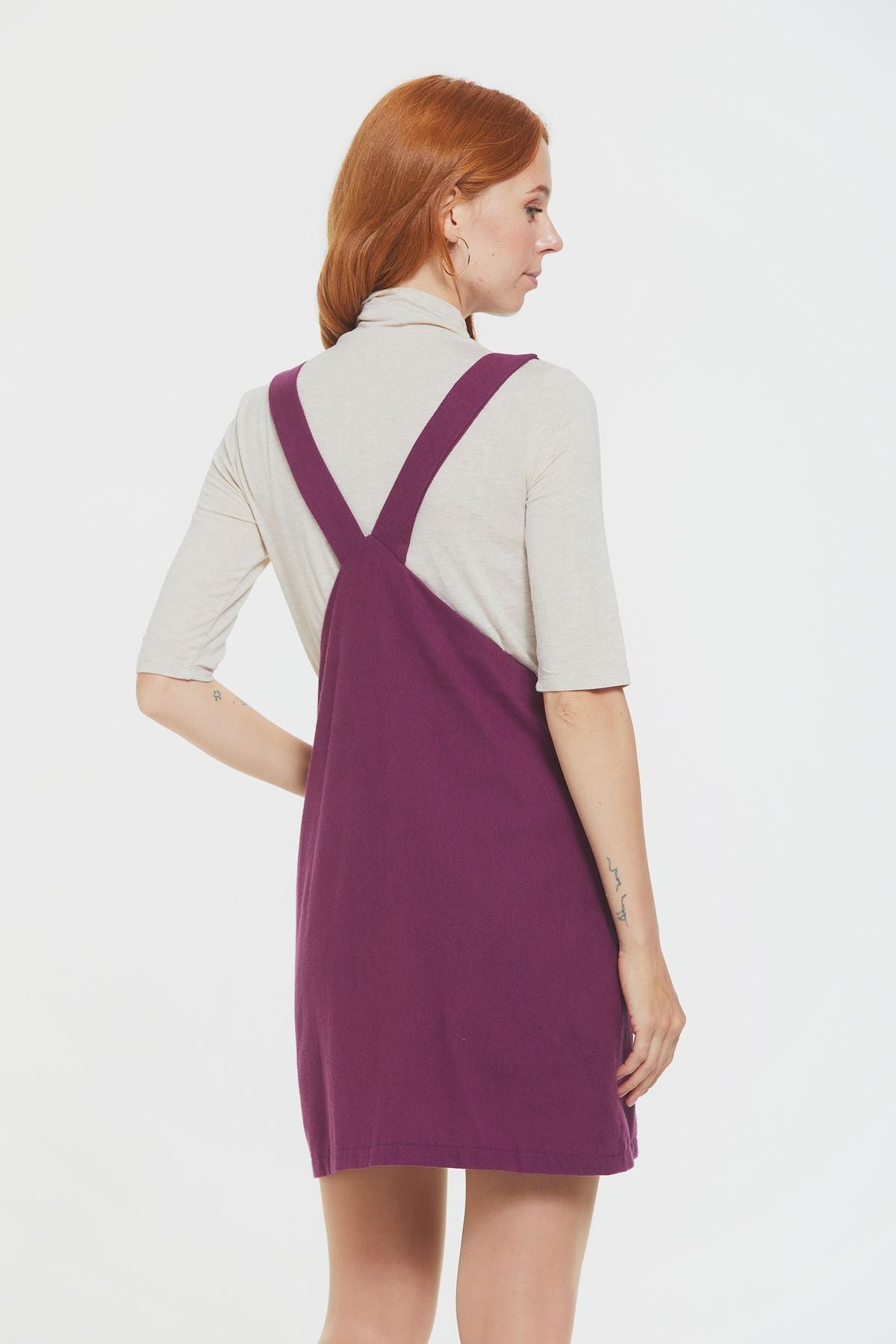 Short Gilet Dress with Buttons on Front Purple