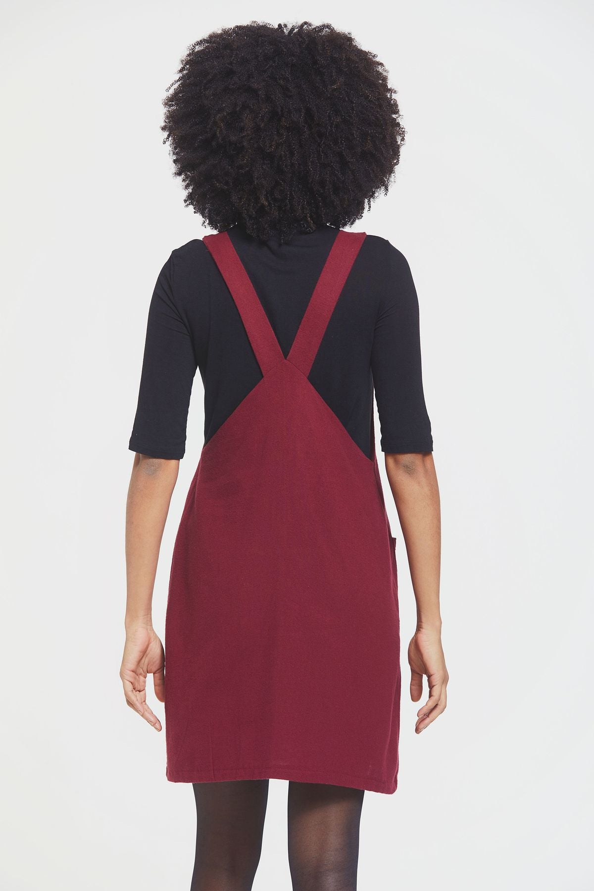 Short Gilet Dress with Buttons on Front Dark Red