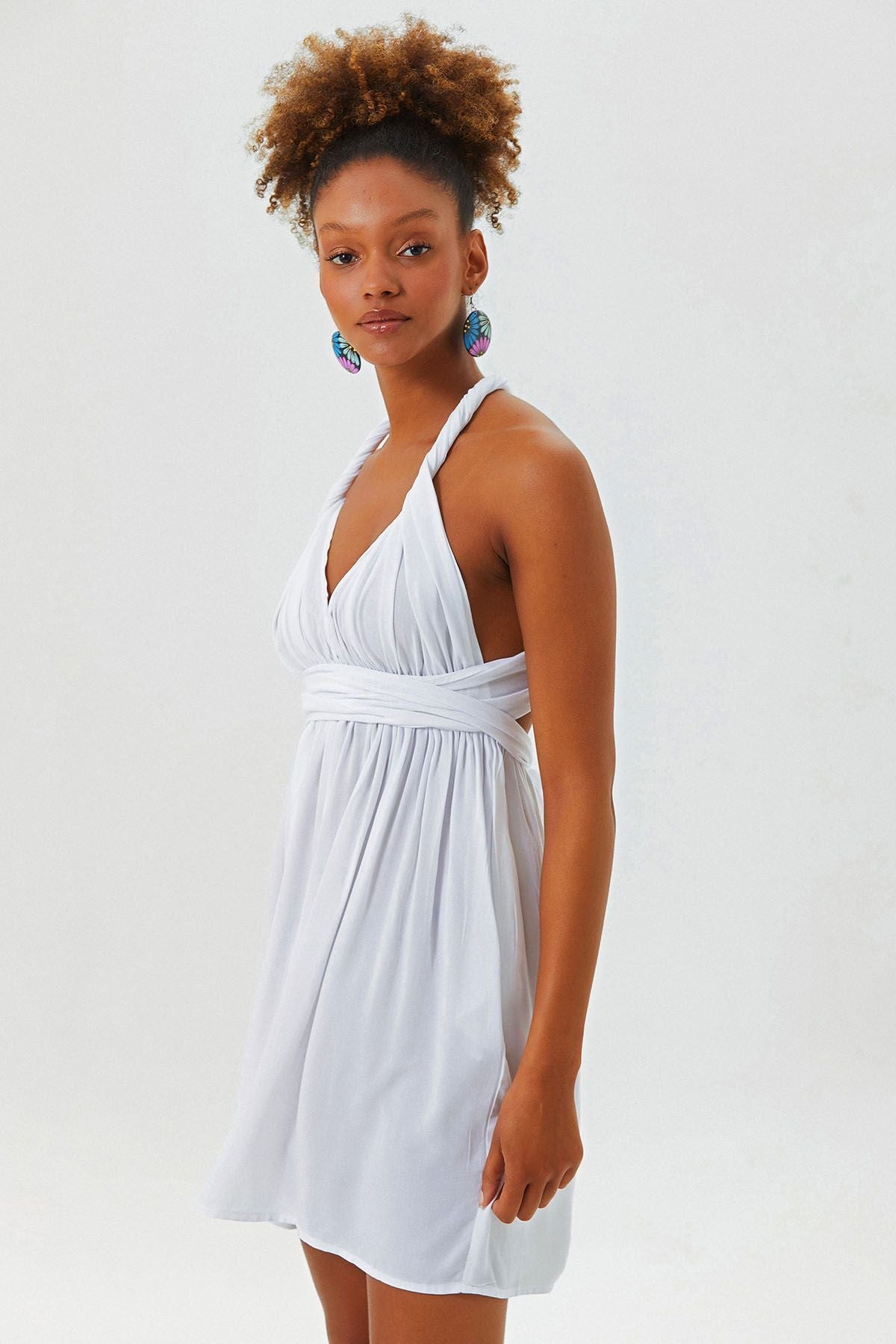 Open Back Short Dress White
