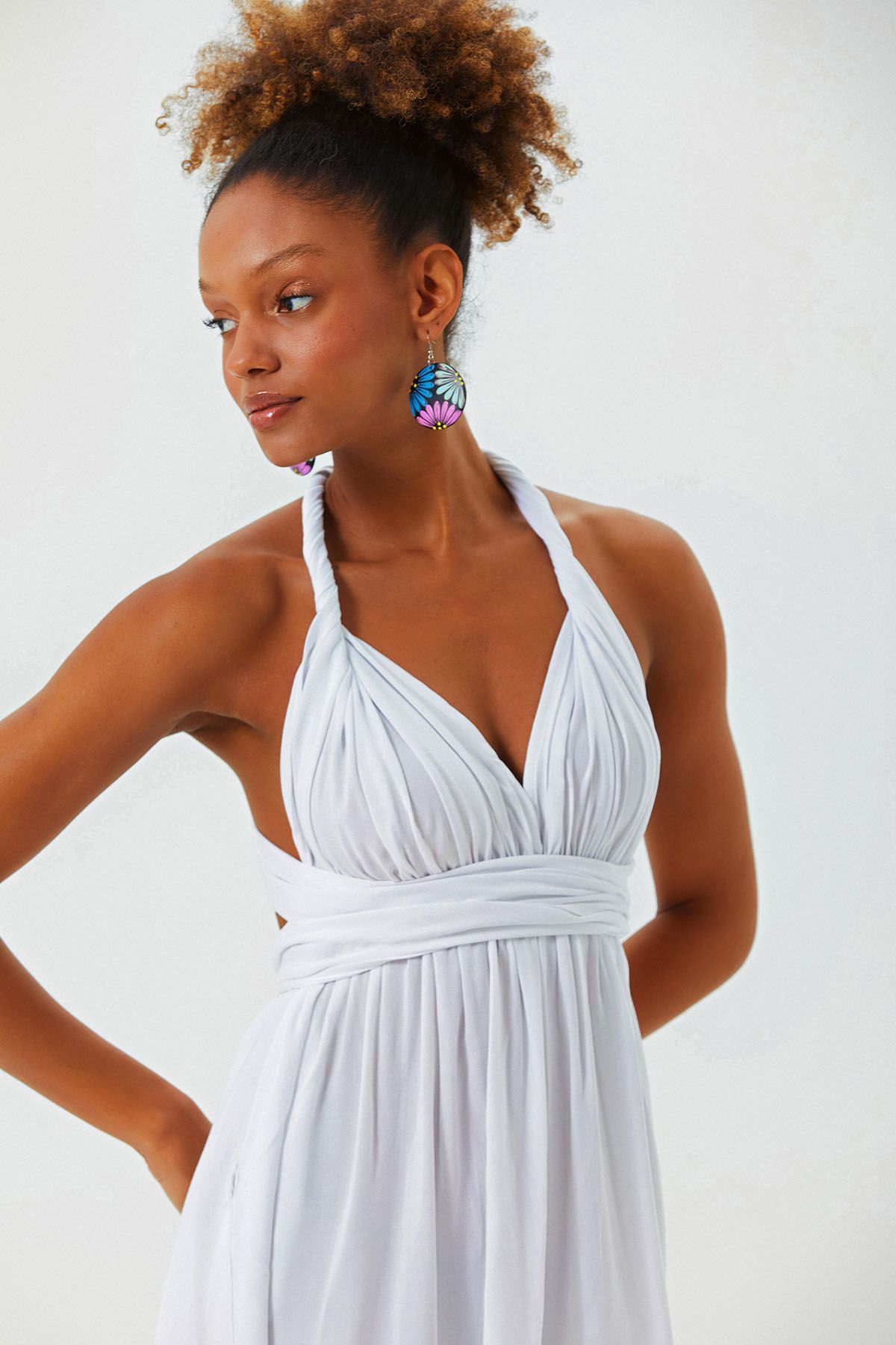 Open Back Short Dress White